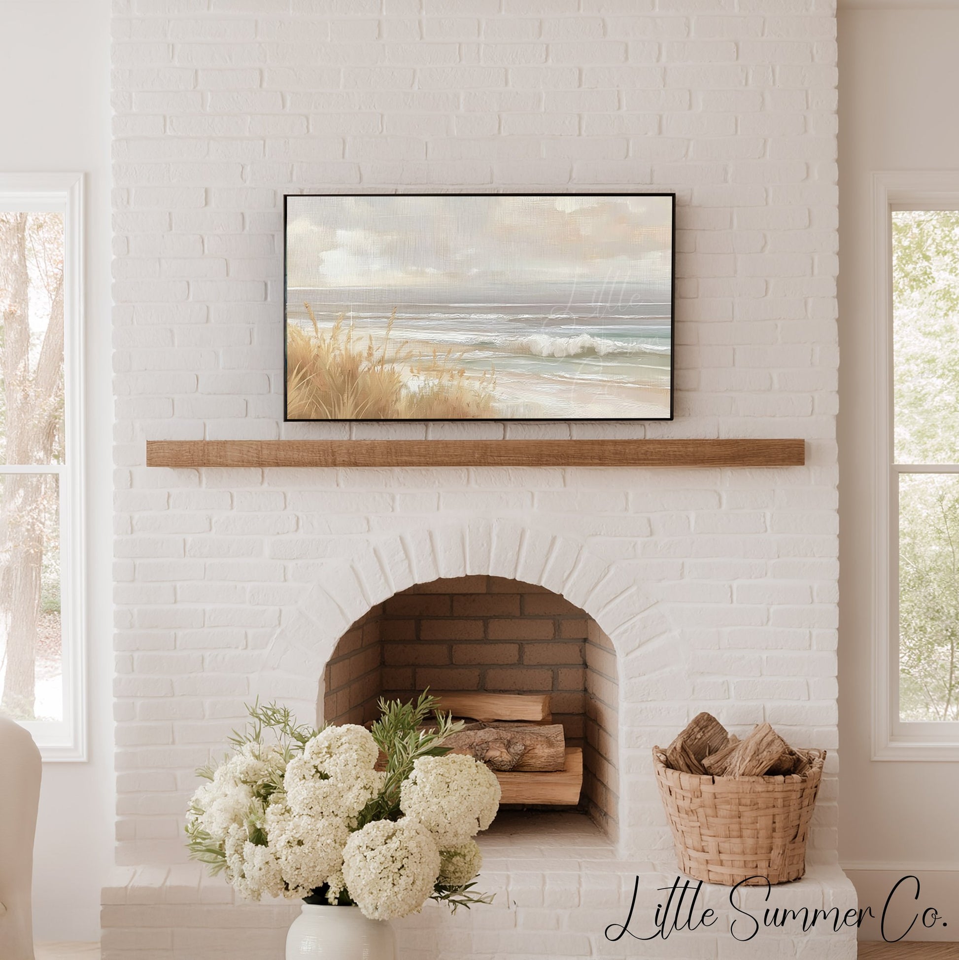 Beach Dune Waves Frame TV Art displayed on a TV