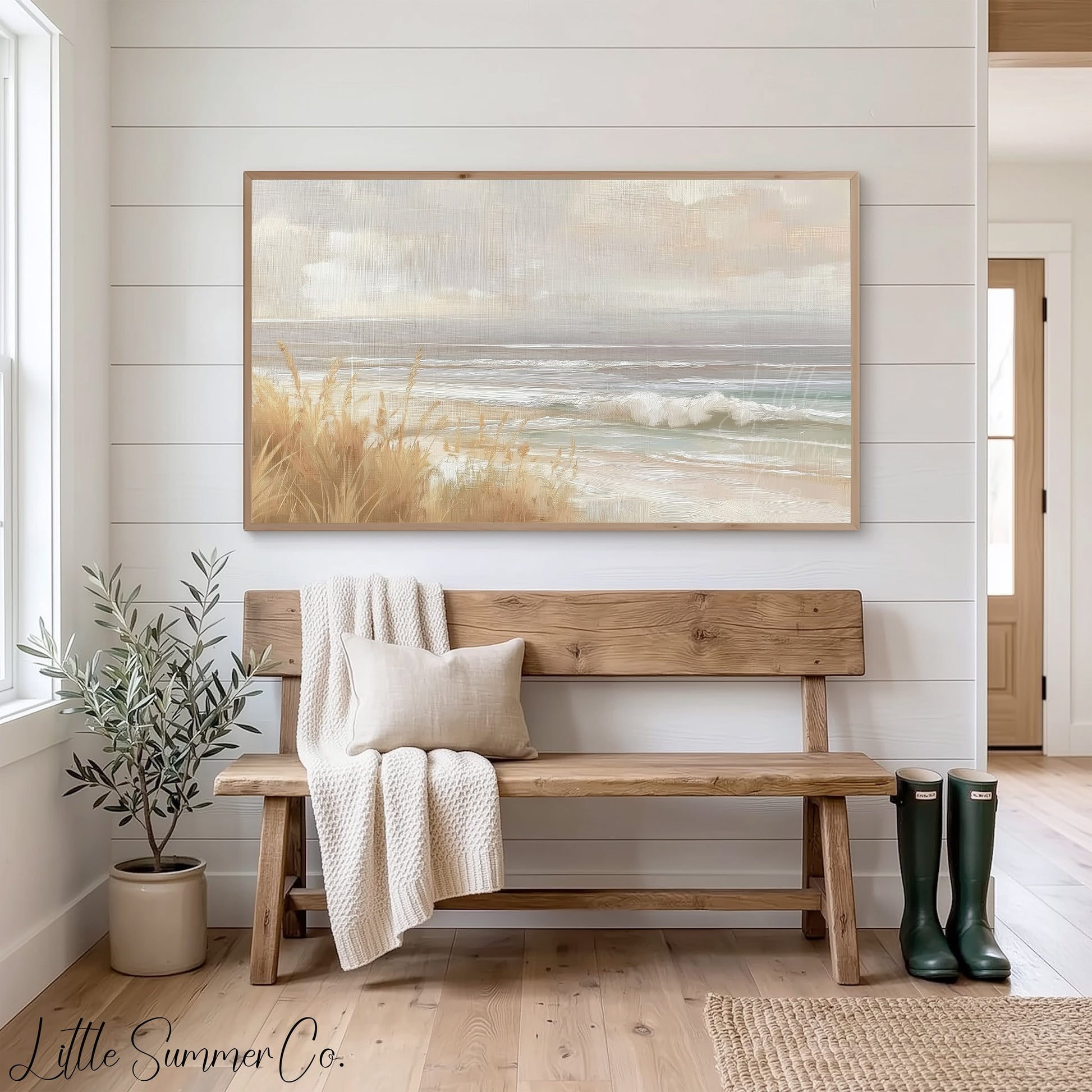 Beach Dune Waves Frame TV Art displayed on a TV