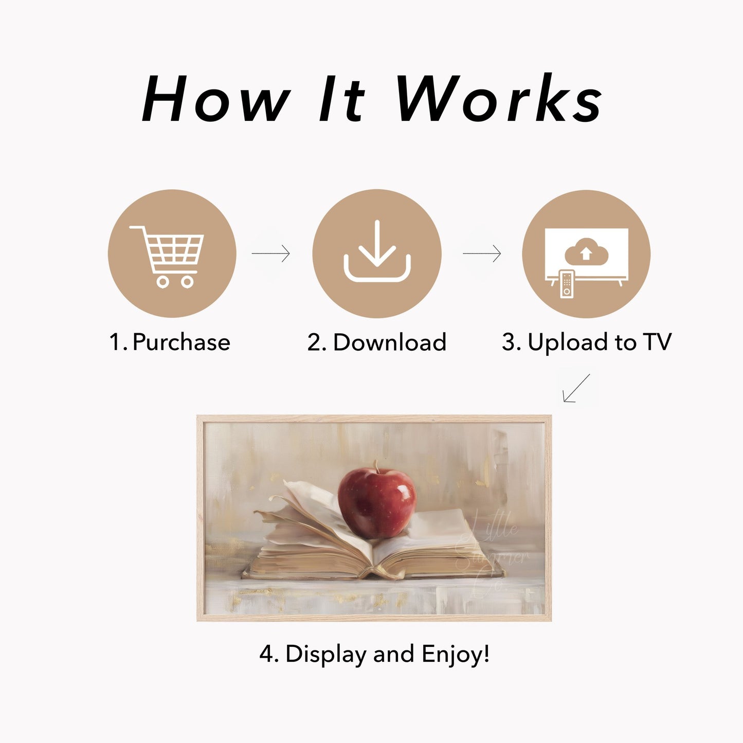 Apple On Book Frame TV Art displayed on a TV