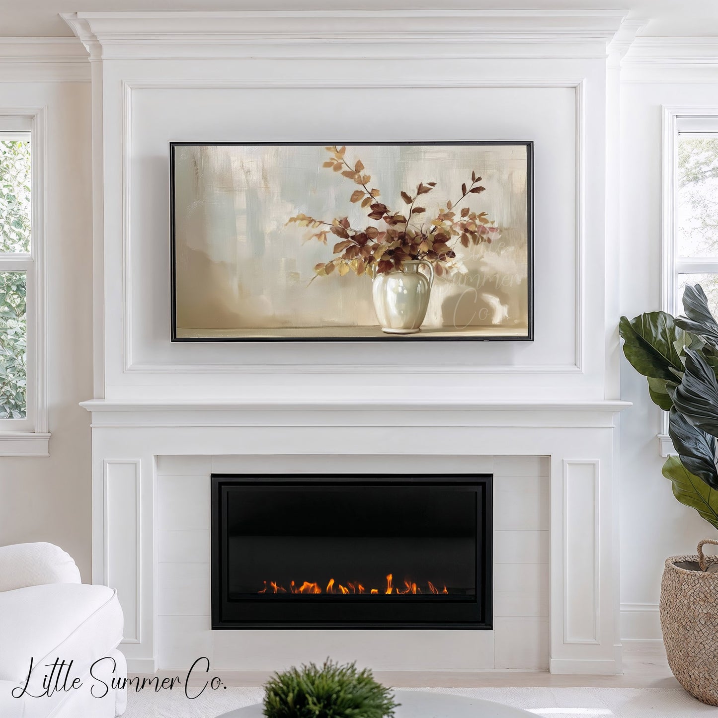 Autumn Branch Vase Frame TV Art displayed on a TV