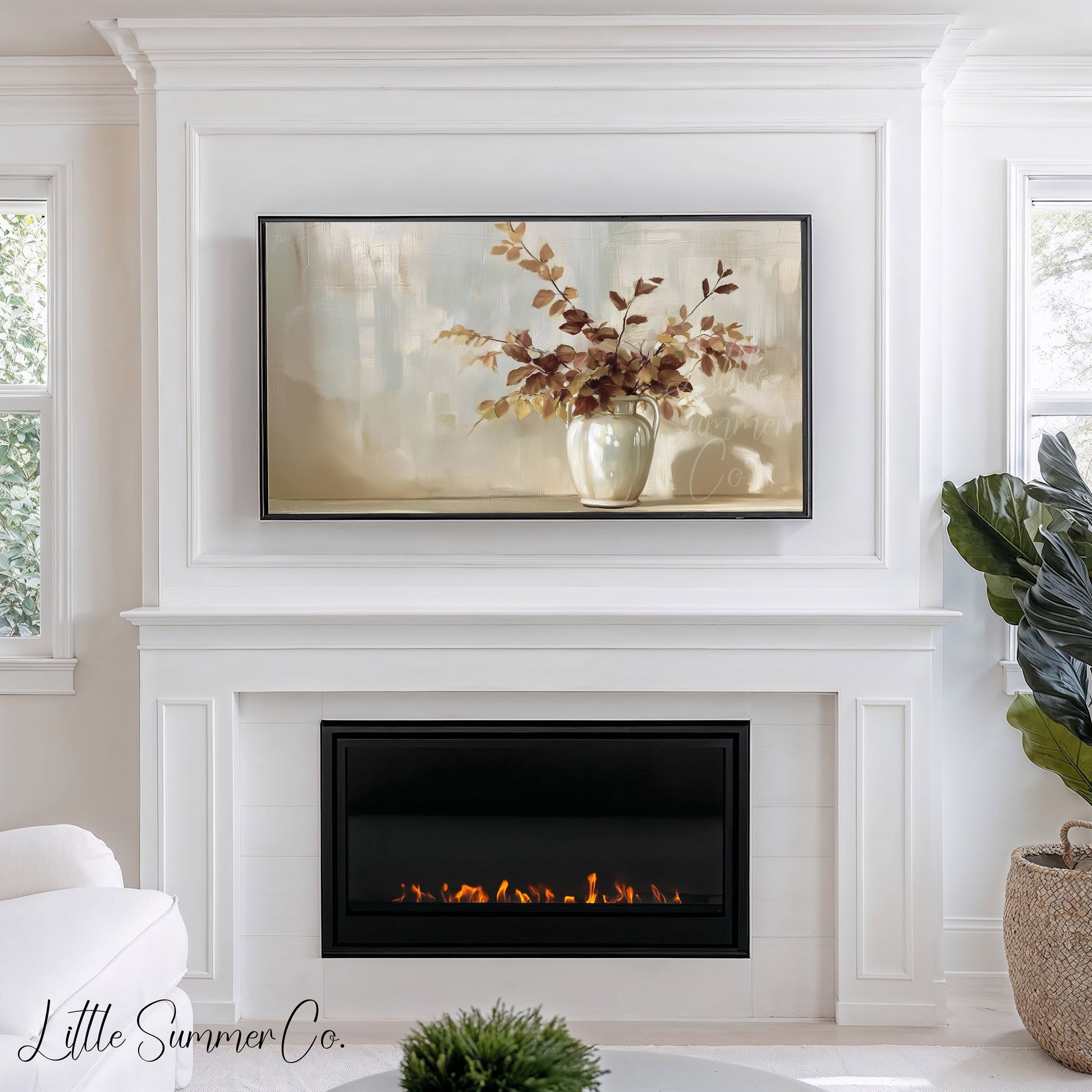 Autumn Branch Vase Frame TV Art displayed on a TV