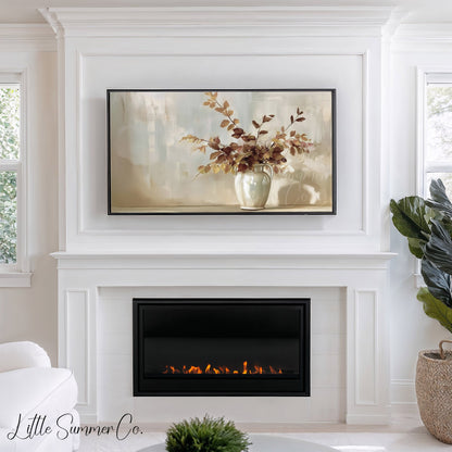 Autumn Branch Vase Frame TV Art displayed on a TV