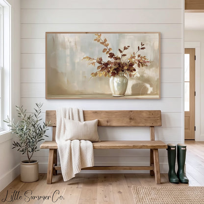 Autumn Branch Vase Frame TV Art displayed on a TV