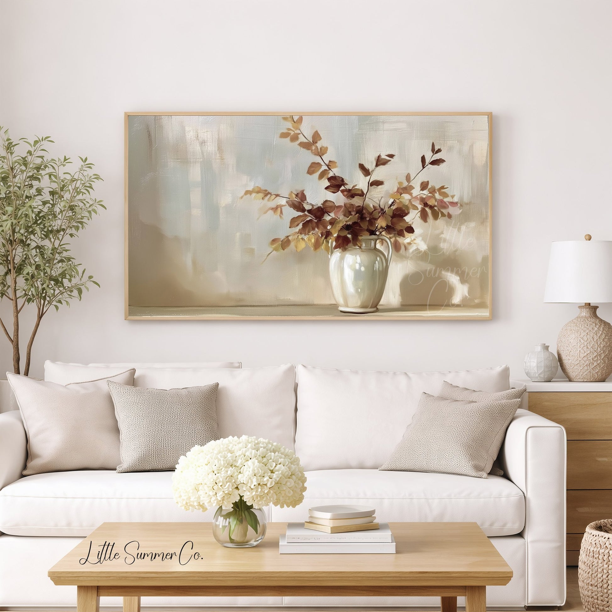 Autumn Branch Vase Frame TV Art displayed on a TV