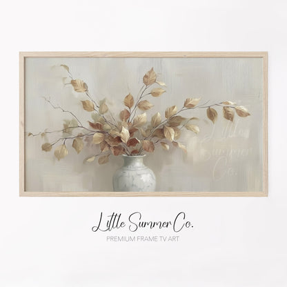 Autumn Leaves Vase Frame TV Art displayed on a TV