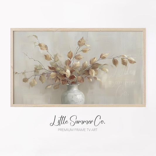 Autumn Leaves Vase Frame TV Art displayed on a TV