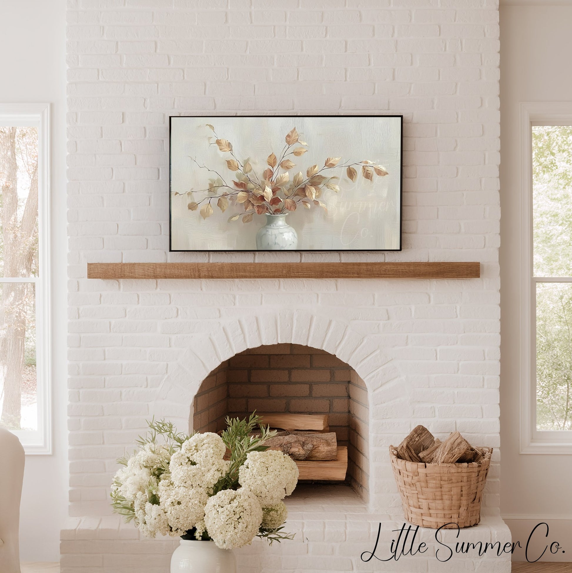 Autumn Leaves Vase Frame TV Art displayed on a TV