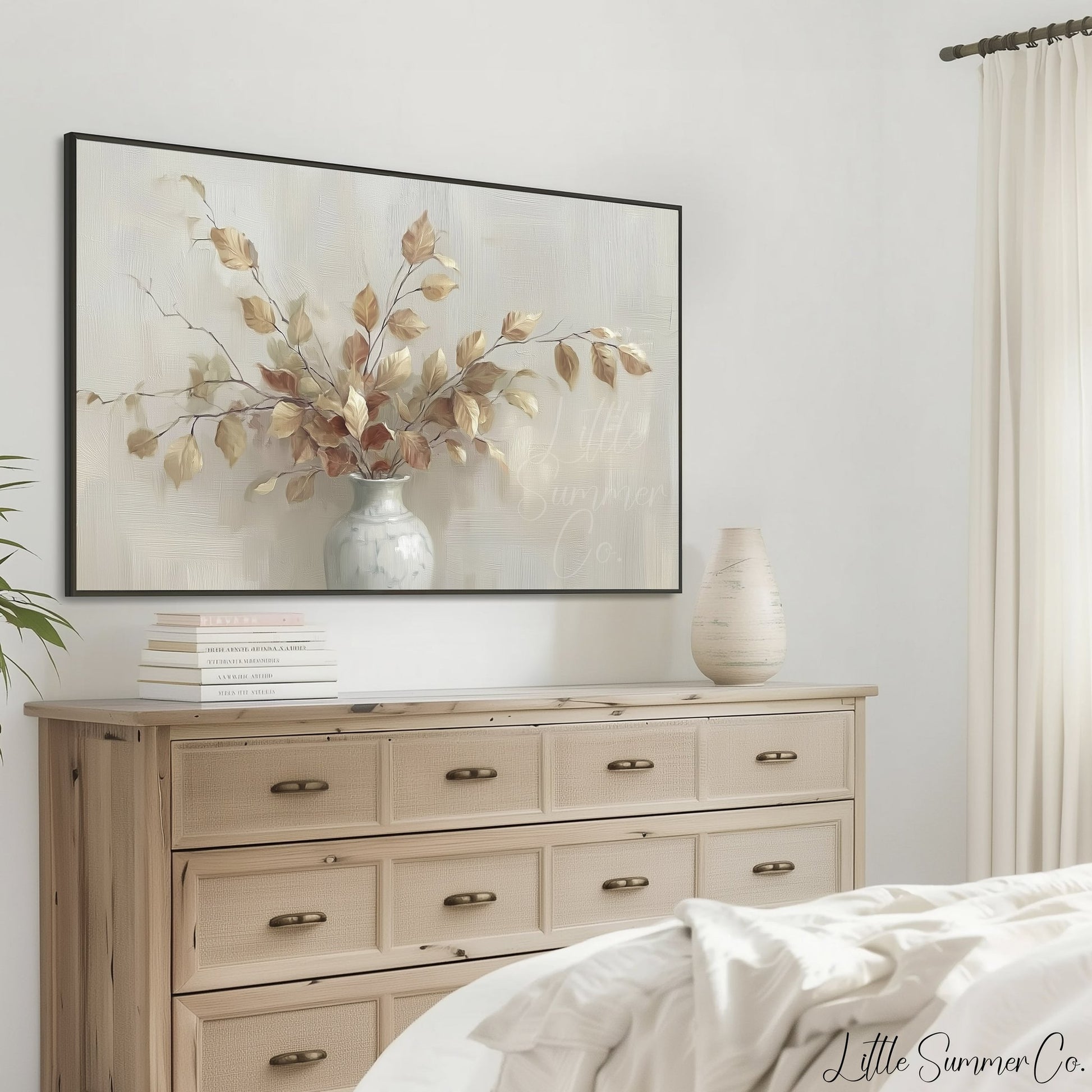 Autumn Leaves Vase Frame TV Art displayed on a TV