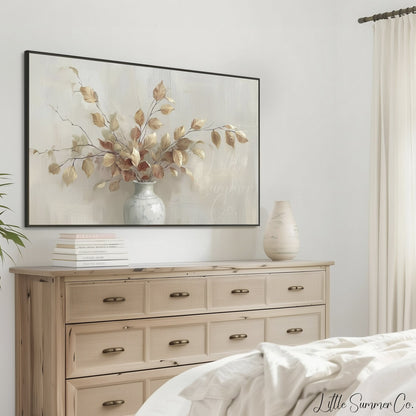 Autumn Leaves Vase Frame TV Art displayed on a TV