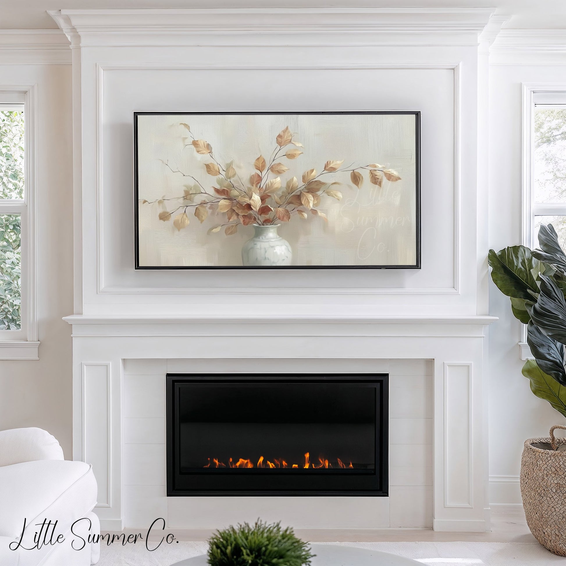 Autumn Leaves Vase Frame TV Art displayed on a TV