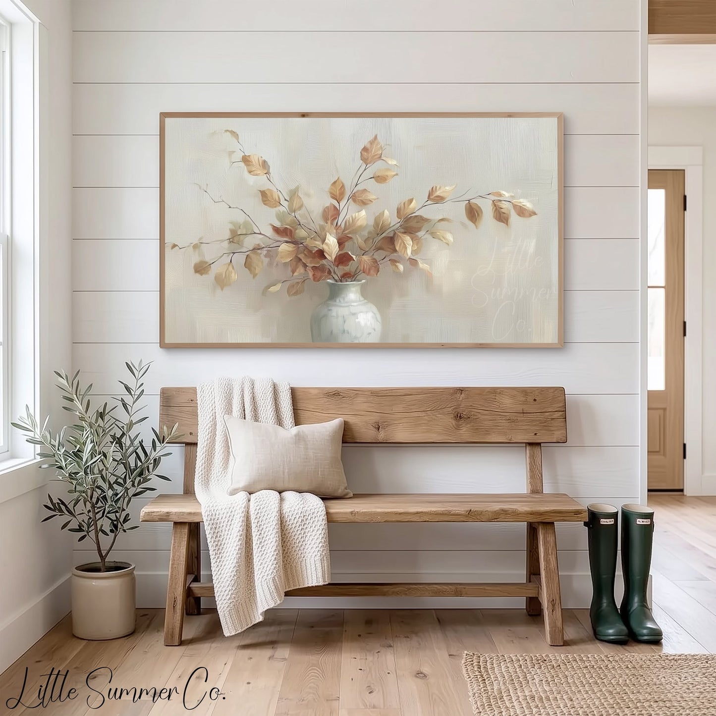 Autumn Leaves Vase Frame TV Art displayed on a TV