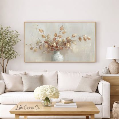 Autumn Leaves Vase Frame TV Art displayed on a TV