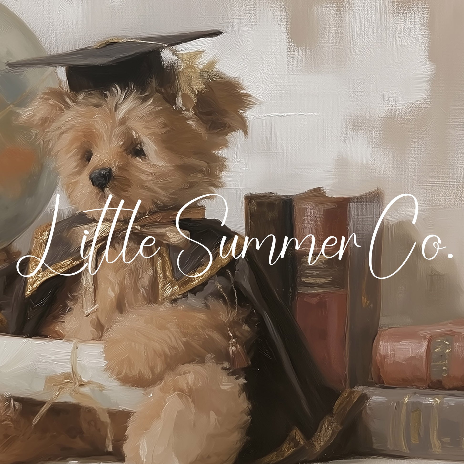 Graduation Bear With Books And Globe Frame TV Art displayed on a TV