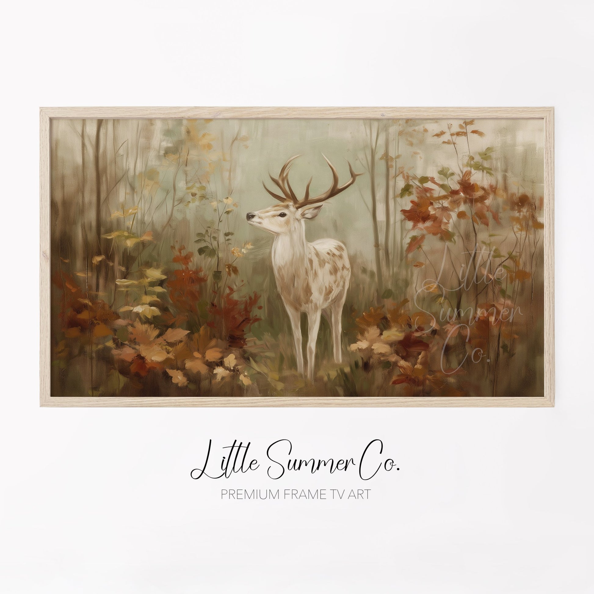 Woodland Deer Frame TV Art displayed on a TV