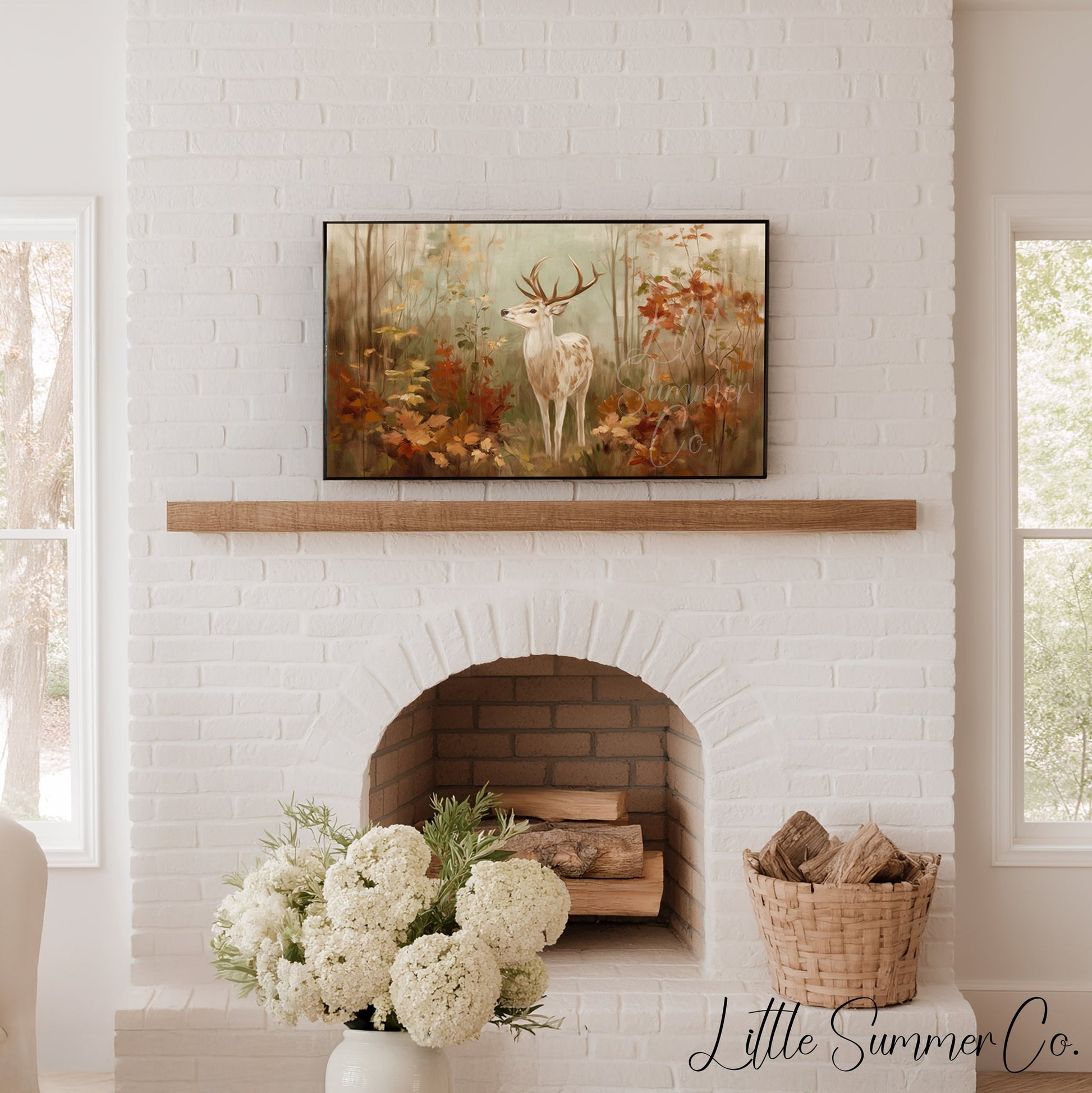 Woodland Deer Frame TV Art displayed on a TV