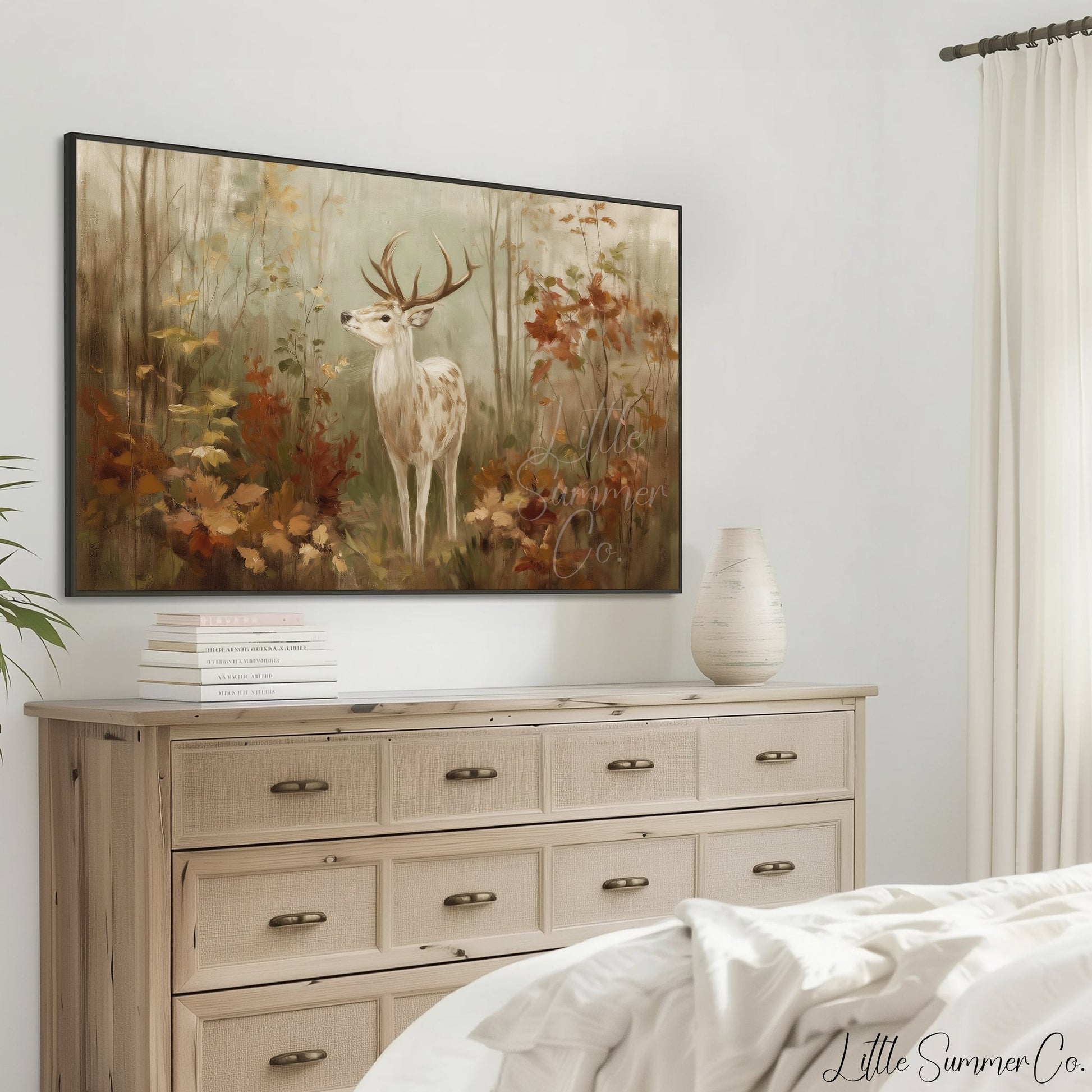Woodland Deer Frame TV Art displayed on a TV