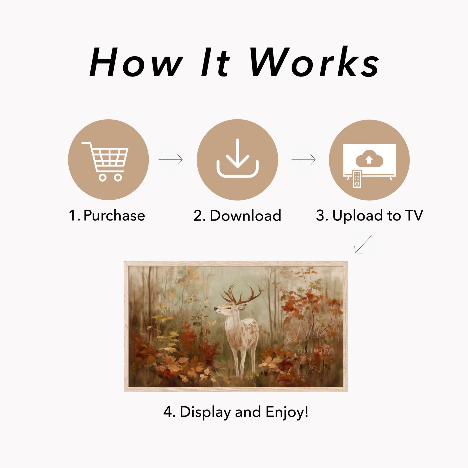 Woodland Deer Frame TV Art displayed on a TV