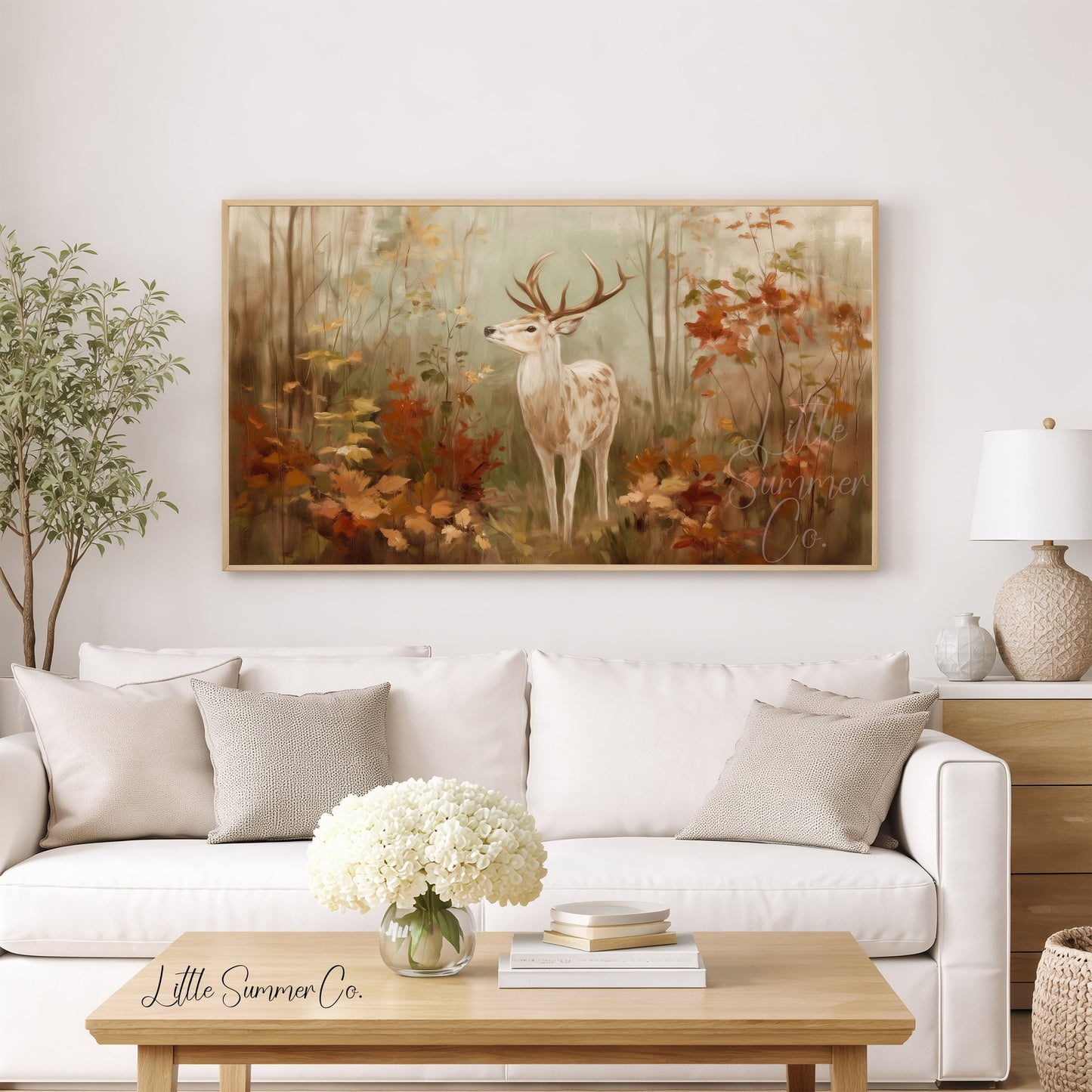Woodland Deer Frame TV Art displayed on a TV