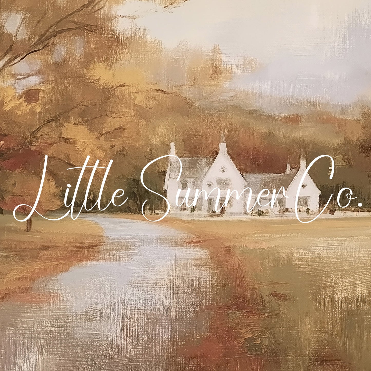 Golden Autumn Country Estate Frame TV Art displayed on a TV