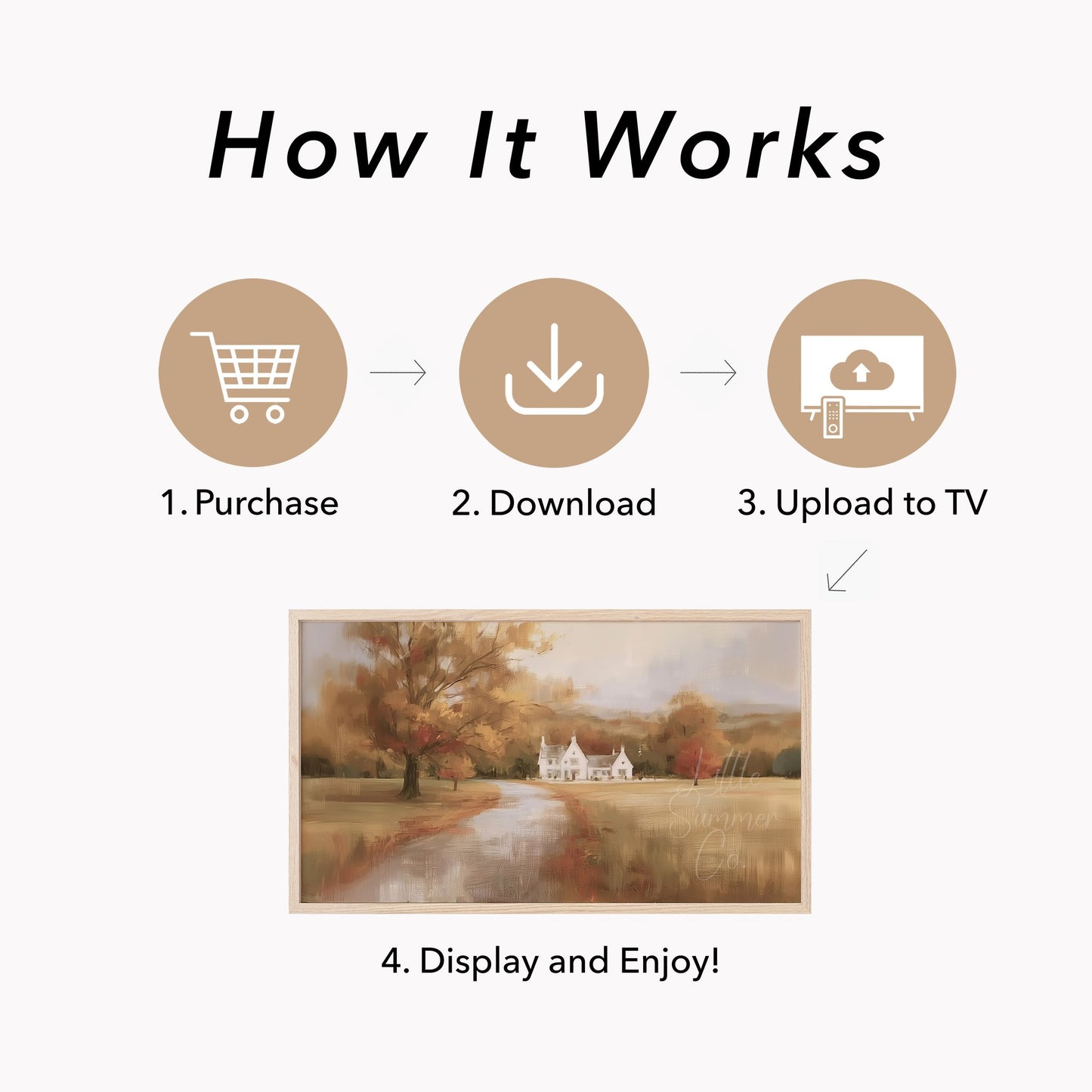 Golden Autumn Country Estate Frame TV Art displayed on a TV