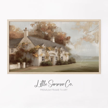 Autumn Country House Frame TV Art displayed on a TV