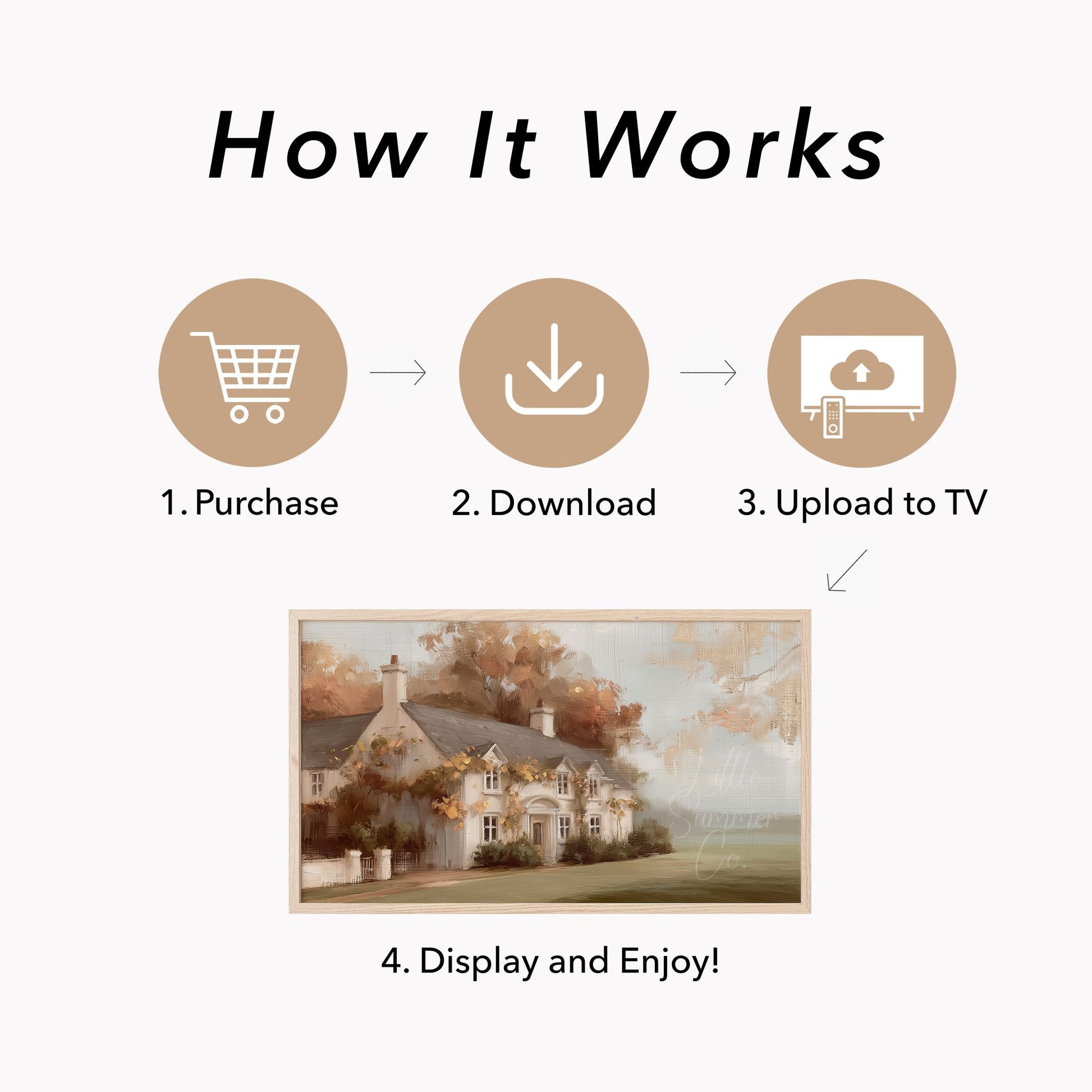 Autumn Country House Frame TV Art displayed on a TV