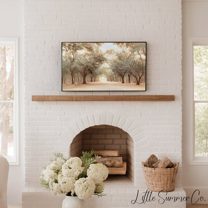 Tree Lined Lane Frame TV Art displayed on a TV