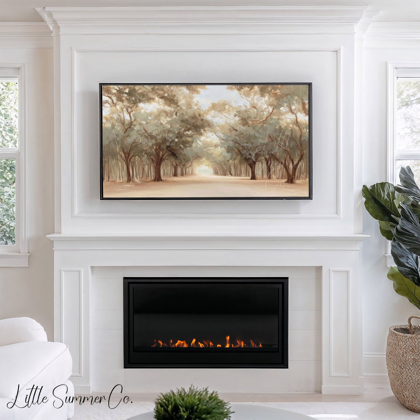 Tree Lined Lane Frame TV Art displayed on a TV
