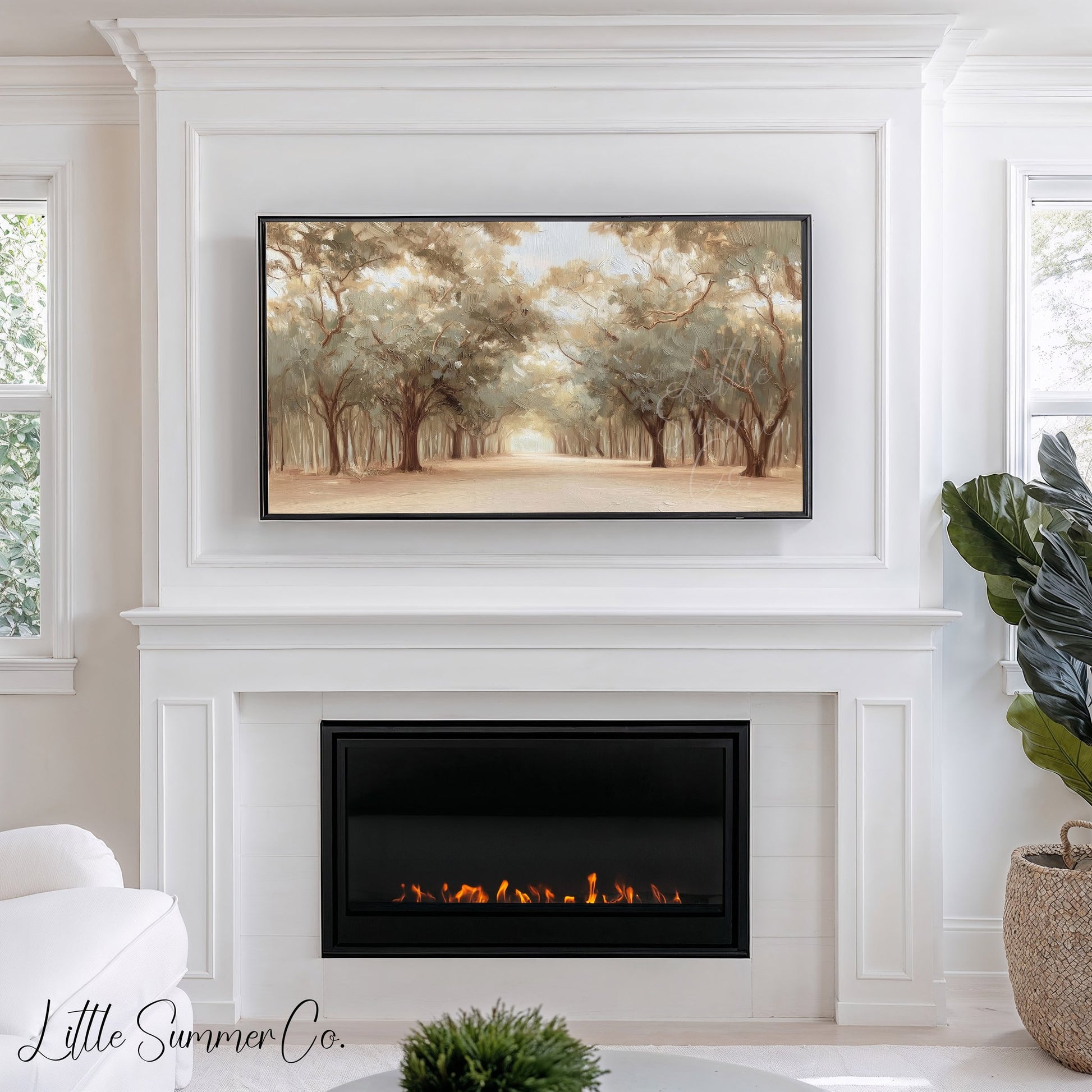 Tree Lined Lane Frame TV Art displayed on a TV