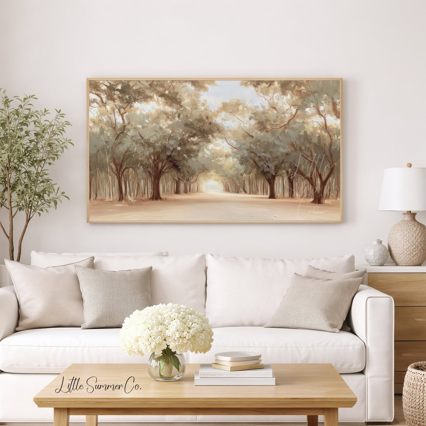 Tree Lined Lane Frame TV Art displayed on a TV