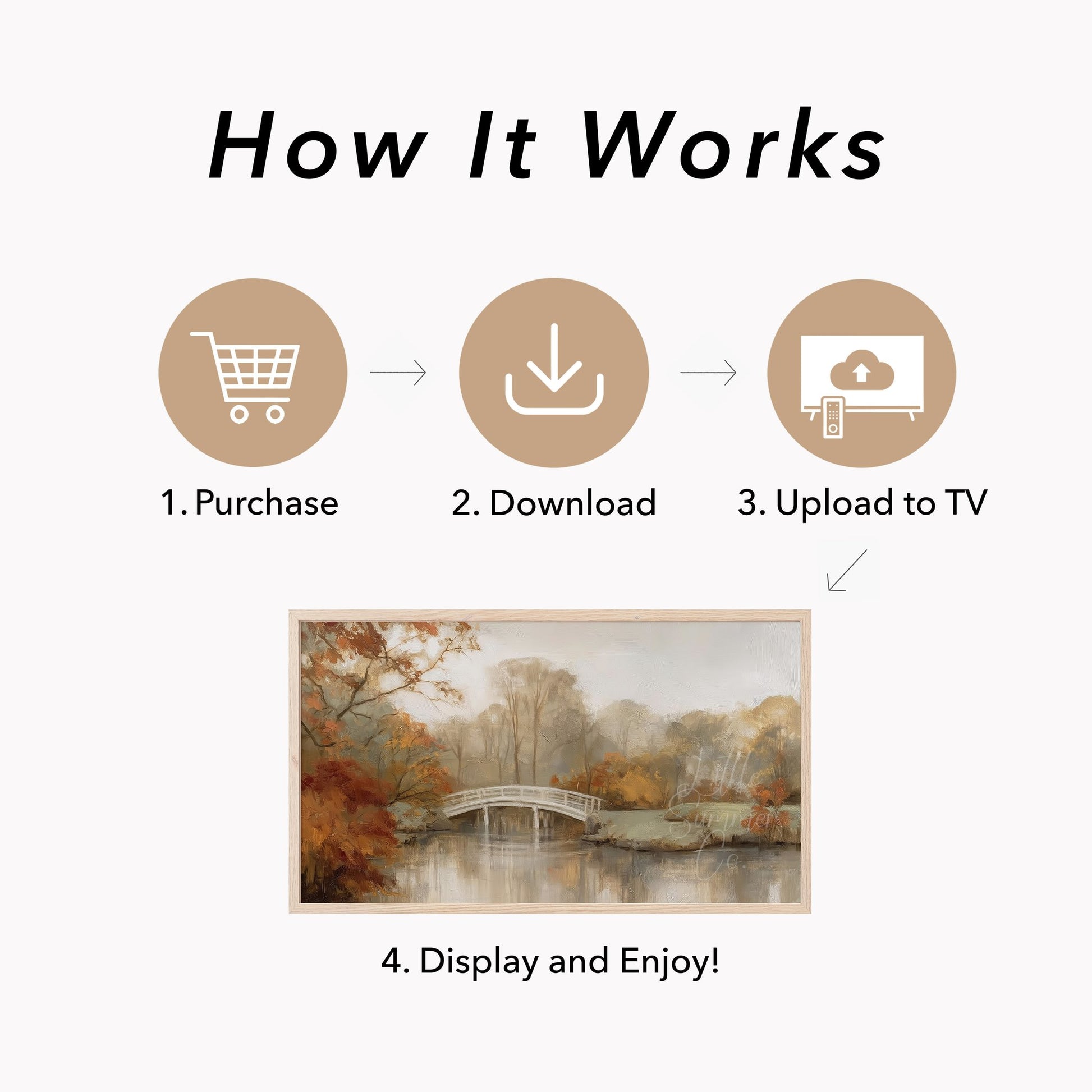Autumn White Bridge Frame TV Art displayed on a TV