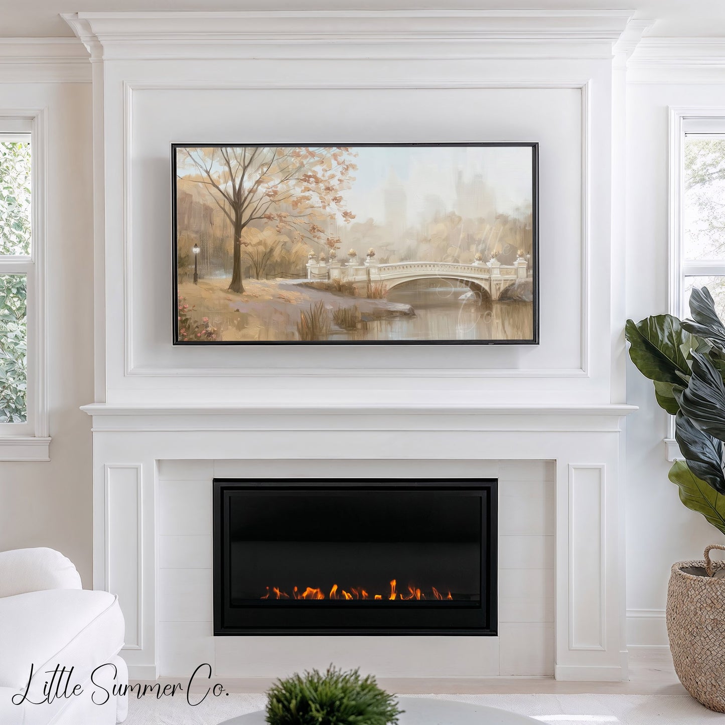 Park Bridge Frame TV Art displayed on a TV