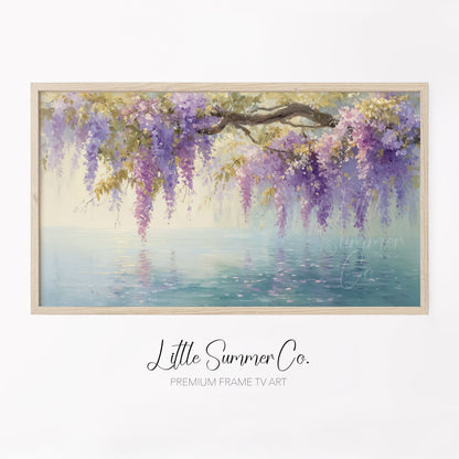 Wisteria Blossoms Frame TV Art displayed on a TV