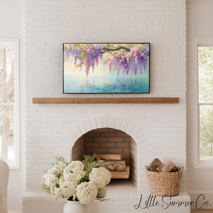 Wisteria Blossoms Frame TV Art displayed on a TV