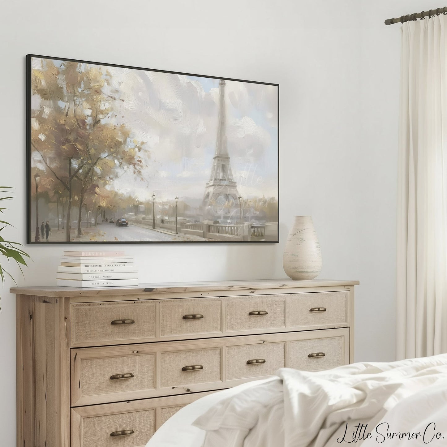 Eiffel Tower Street Frame TV Art displayed on a TV