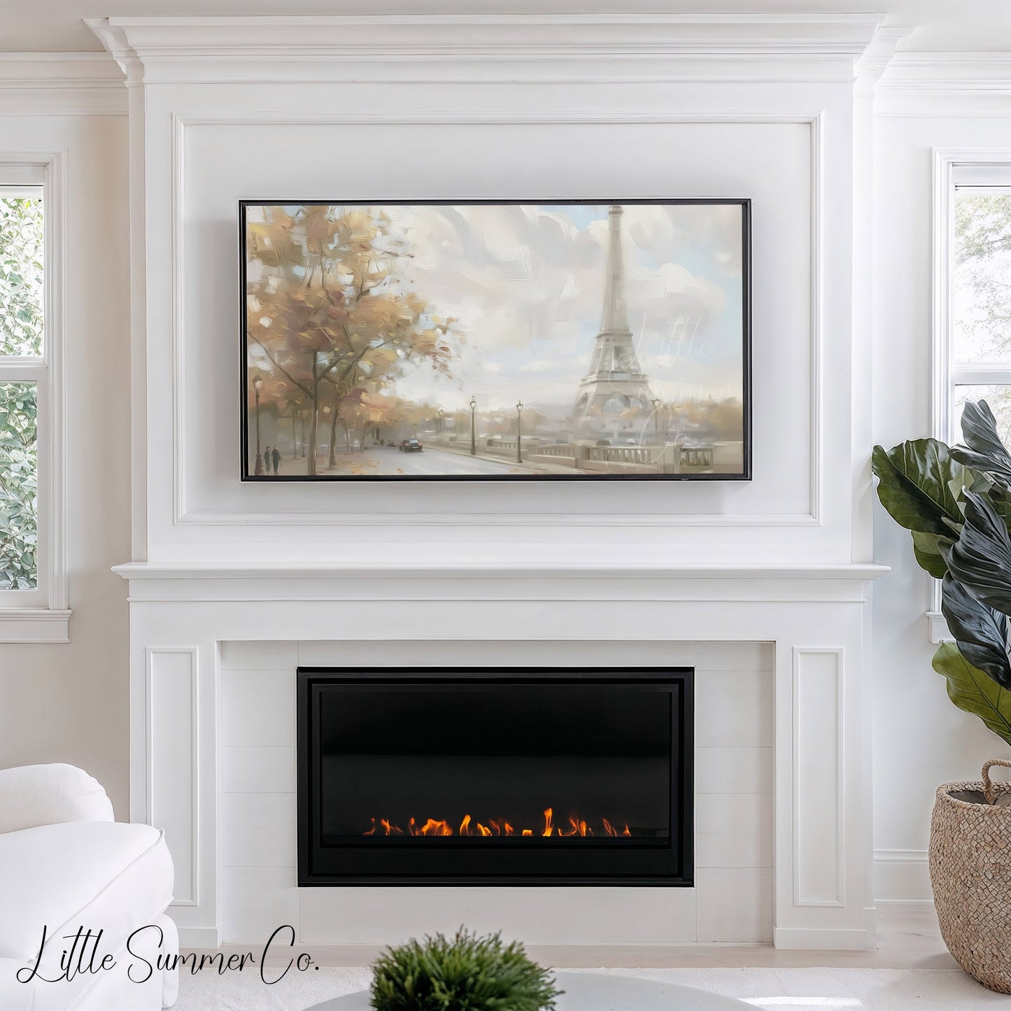 Eiffel Tower Street Frame TV Art displayed on a TV