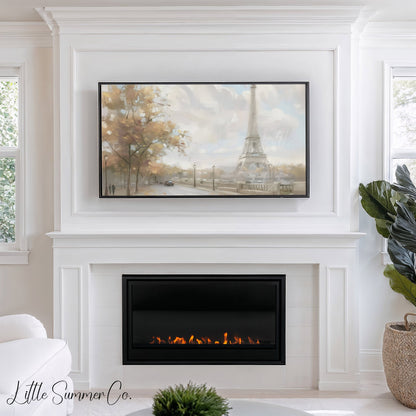 Eiffel Tower Street Frame TV Art displayed on a TV