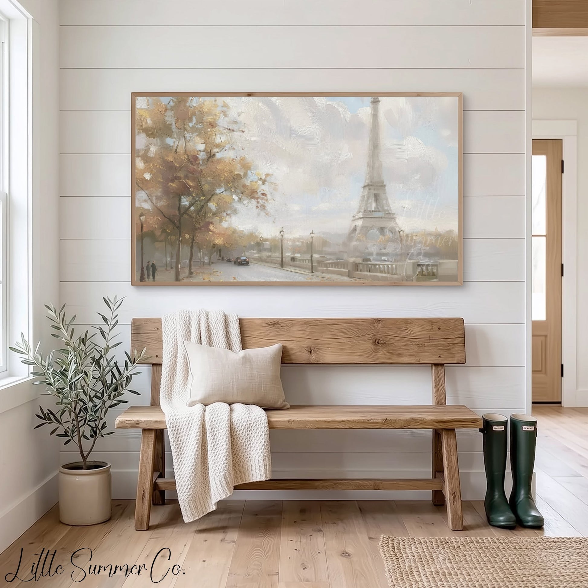 Eiffel Tower Street Frame TV Art displayed on a TV