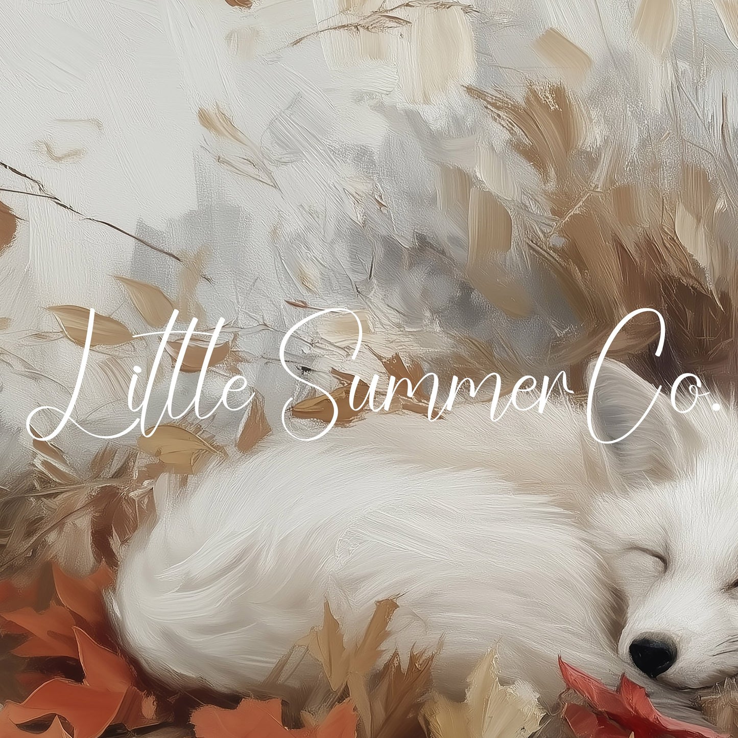 Sleeping White Fox Frame TV Art displayed on a TV