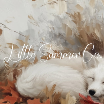 Sleeping White Fox Frame TV Art displayed on a TV