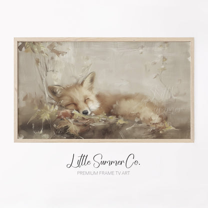 Sleeping Fox Frame TV Art displayed on a TV