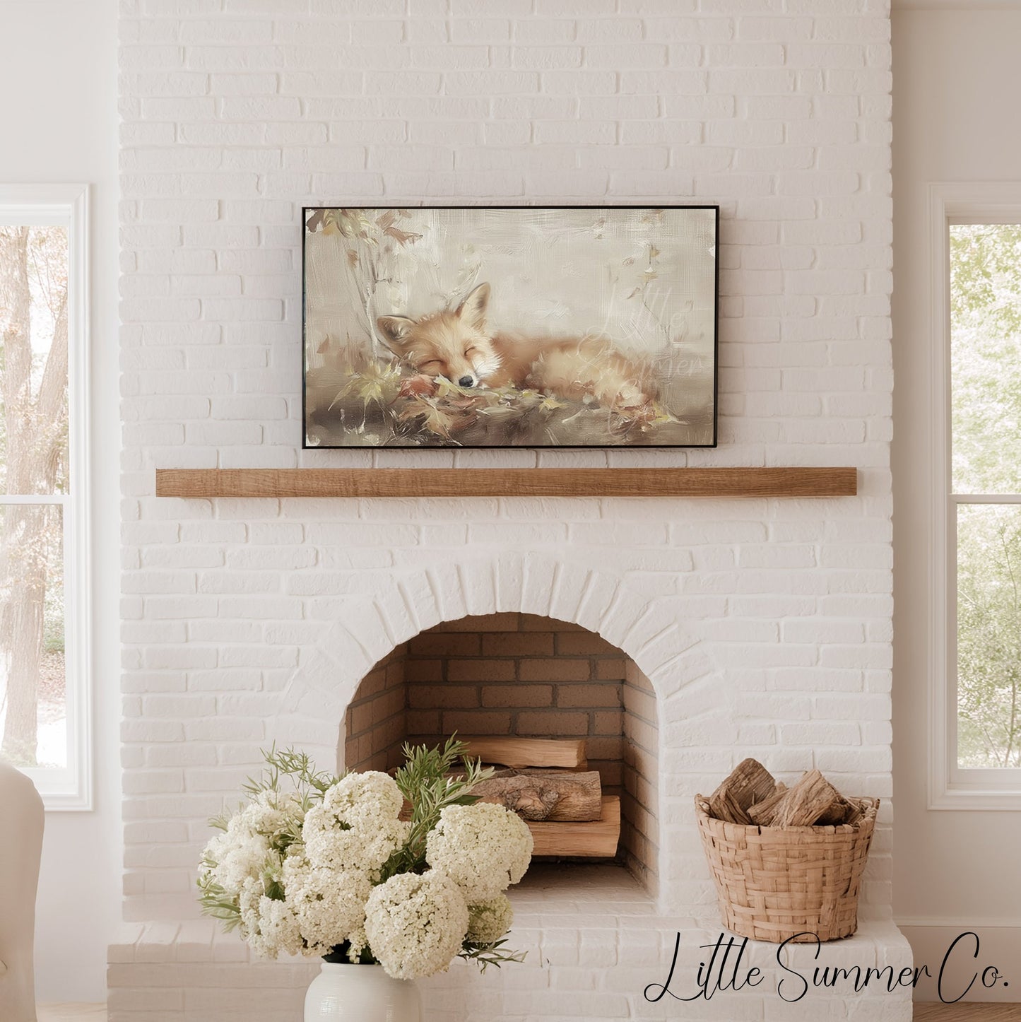 Sleeping Fox Frame TV Art displayed on a TV