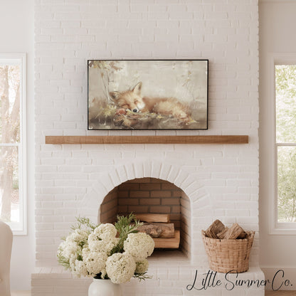 Sleeping Fox Frame TV Art displayed on a TV