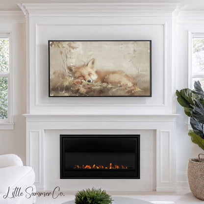 Sleeping Fox Frame TV Art displayed on a TV