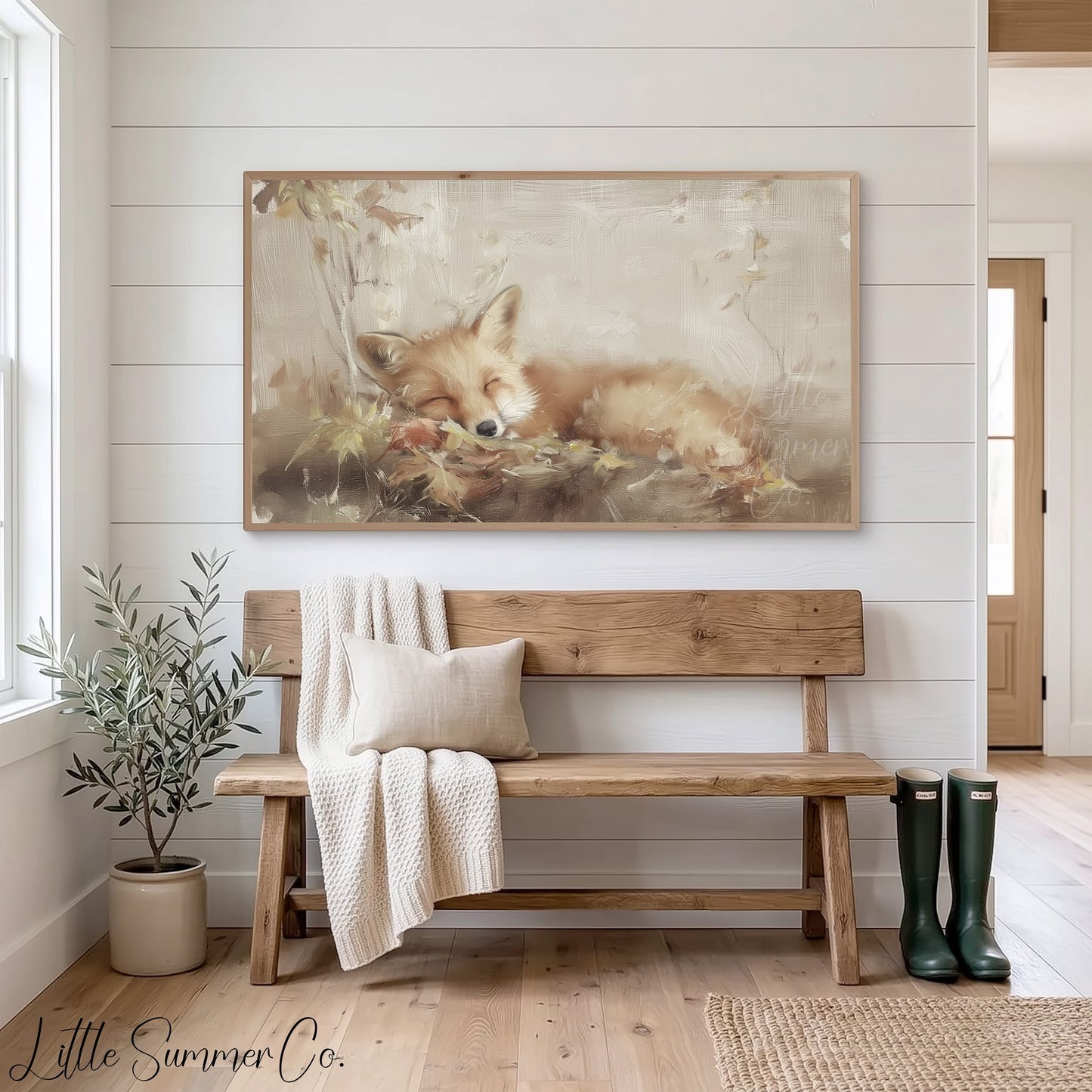 Sleeping Fox Frame TV Art displayed on a TV