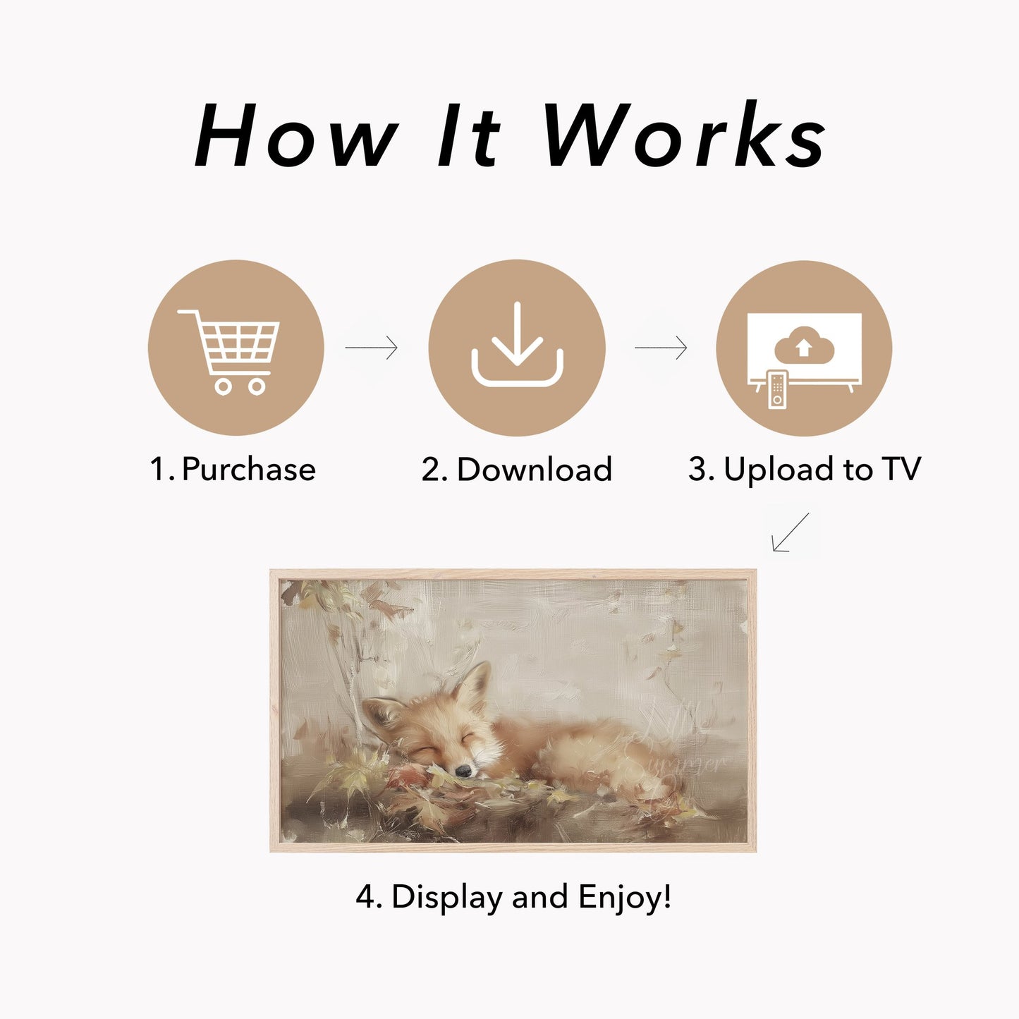 Sleeping Fox Frame TV Art displayed on a TV