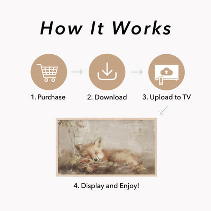 Sleeping Fox Frame TV Art displayed on a TV