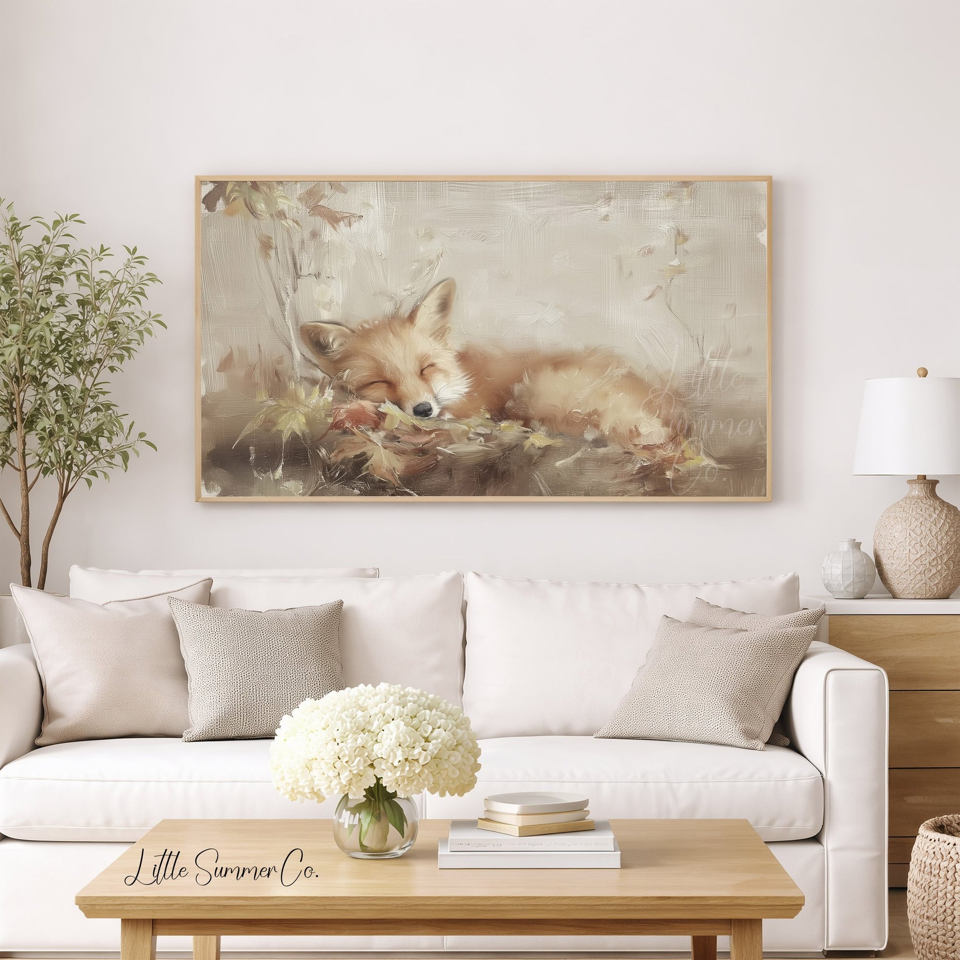 Sleeping Fox Frame TV Art displayed on a TV