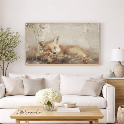 Sleeping Fox Frame TV Art displayed on a TV
