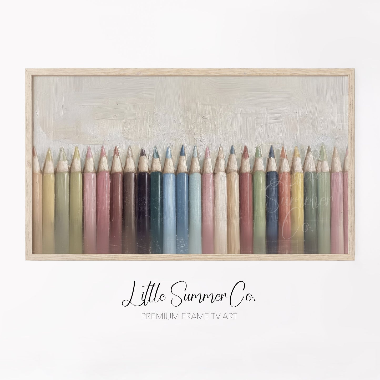 Colored Pencils Row Frame TV Art displayed on a TV